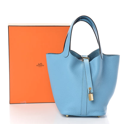 Hermes Taurillon Clemence Picotin Lock 18 PM Bleu Du Nord 10 of 10