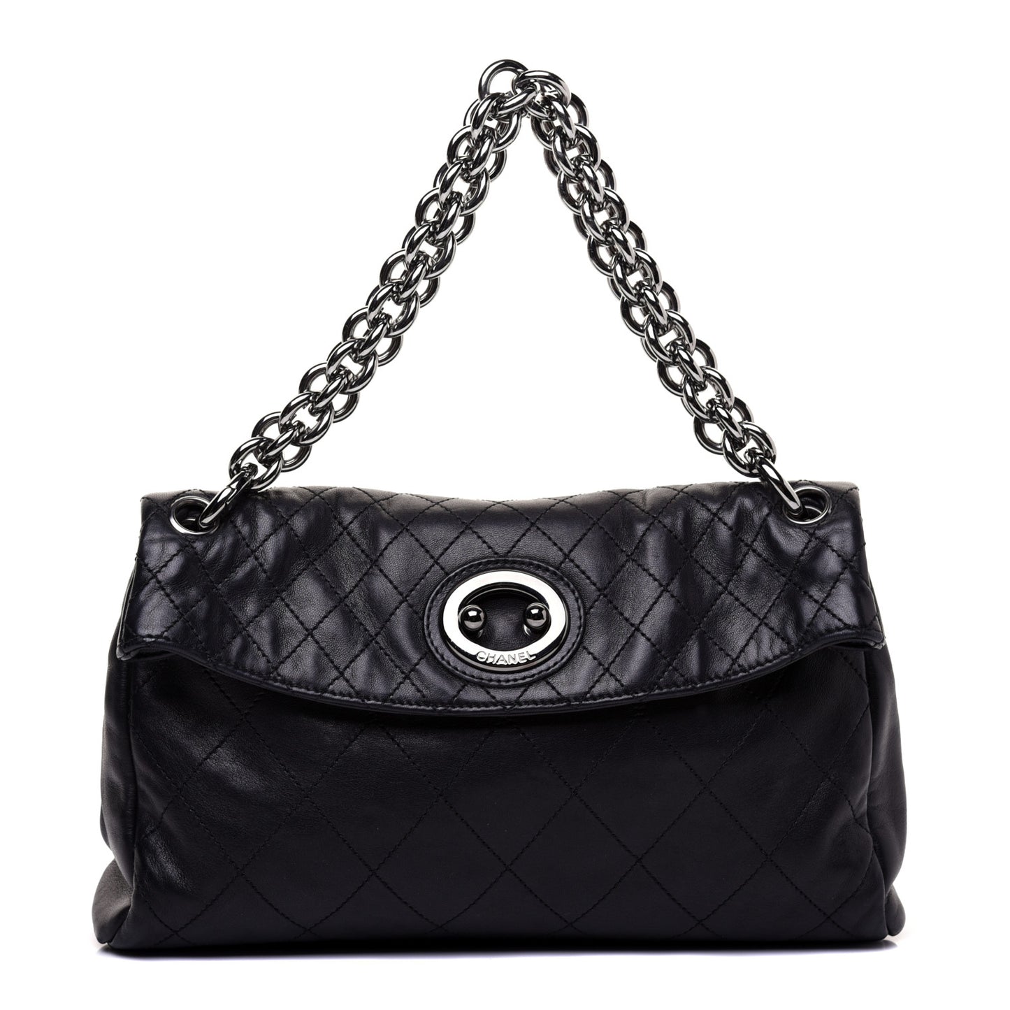 Lambskin Quilted New Lock Flap Black