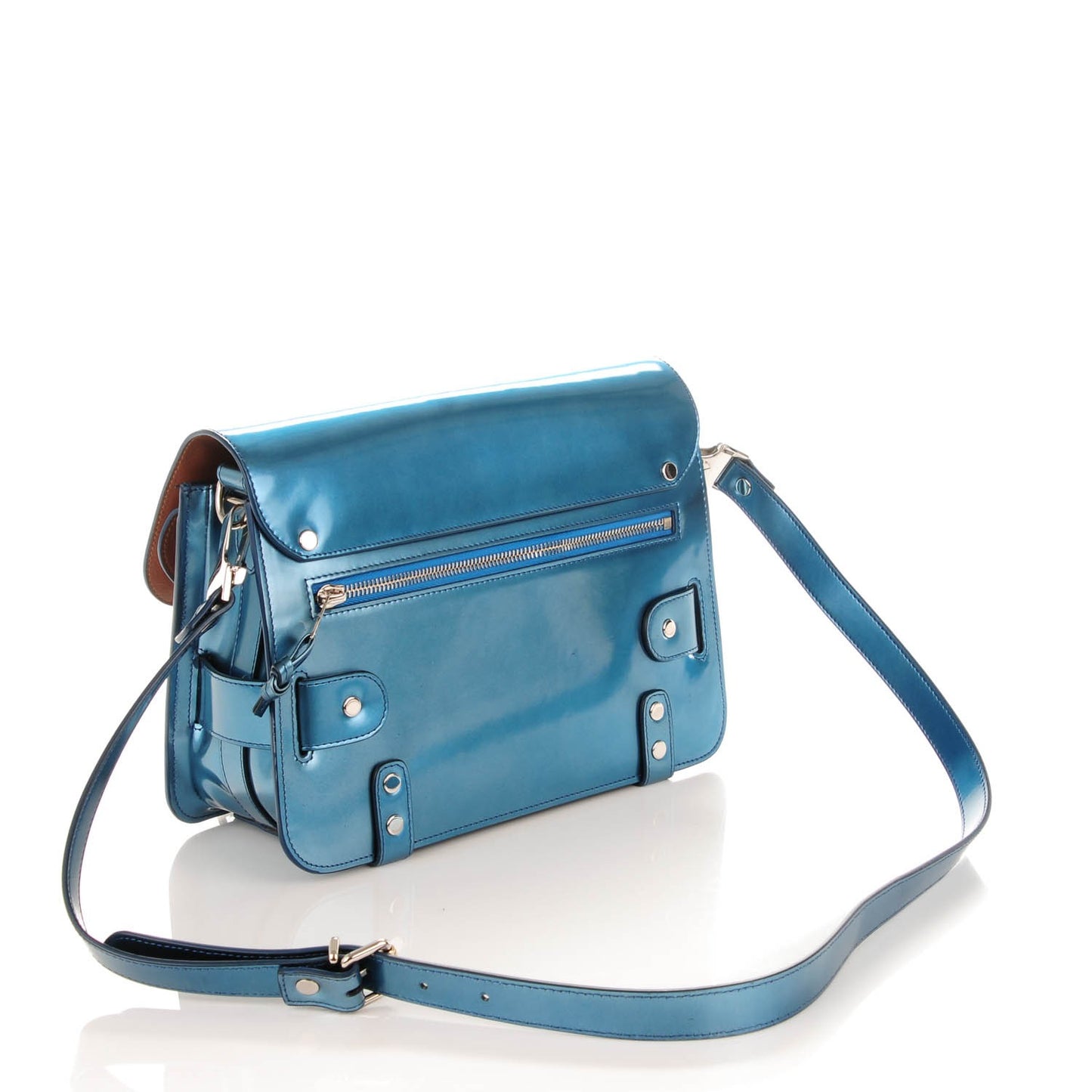 Mirrored Calfskin PS11 Classic Shoulder Bag Ocean