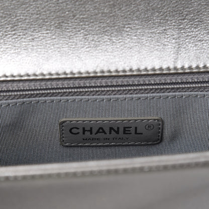 Chanel Metallic Calfskin Quilted Large Boy Flap Silver 12 of 14