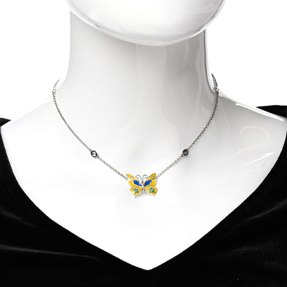 Gucci Sterling Silver Enamel Butterfly Pendant Necklace 2 of 5