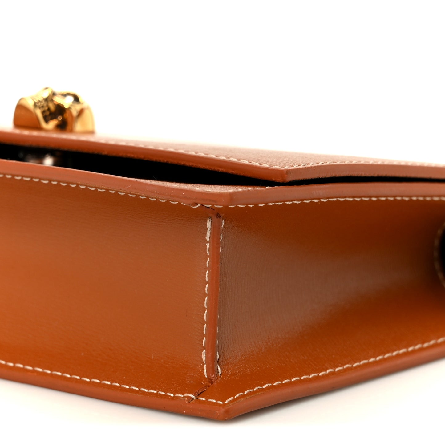 Calfskin Mini Skull Chain Crossbody Bag Caramel Tan