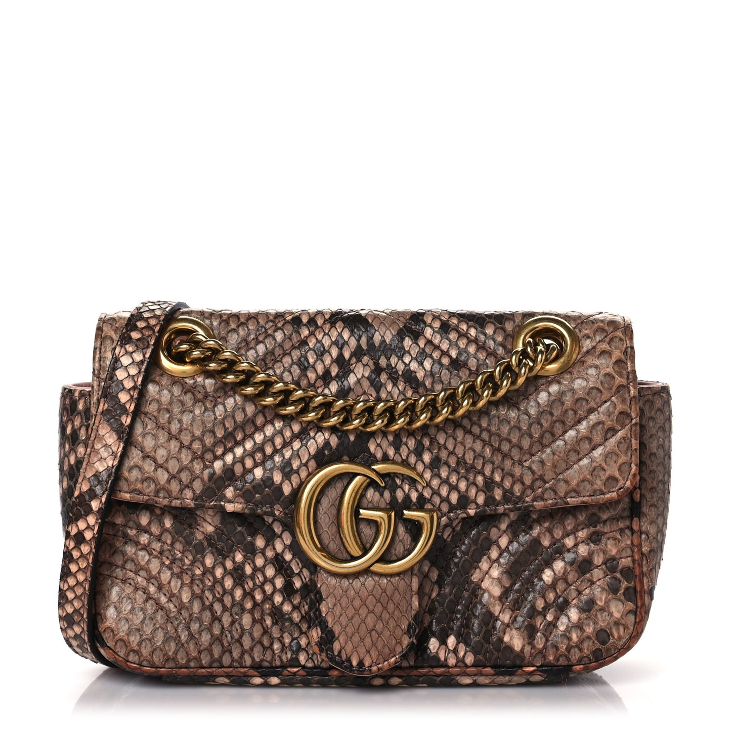 Python Matelasse Mini GG Marmont Shoulder Bag Light Pink