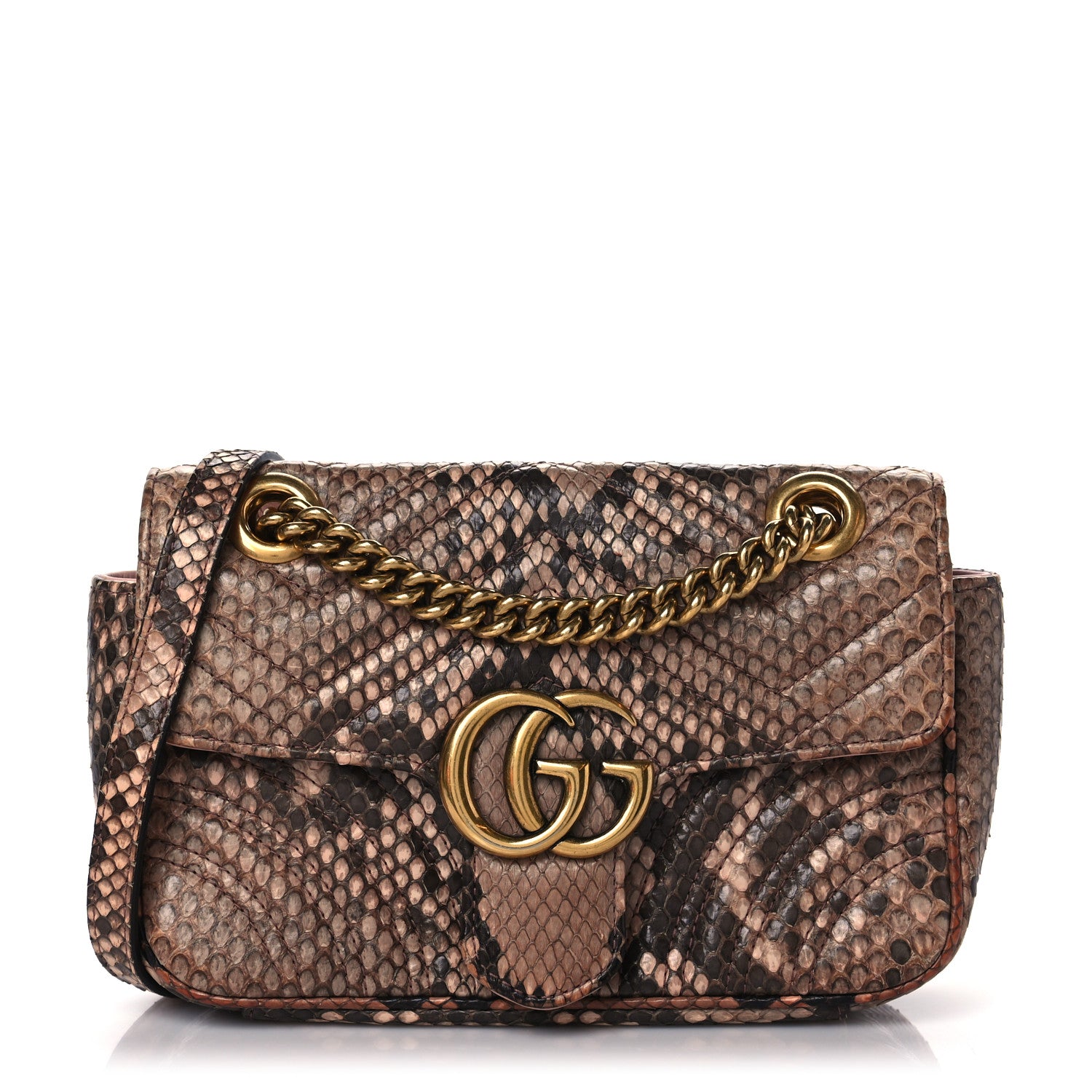 Gucci Python Matelasse Mini GG Marmont Shoulder Bag Light Pink 1 of 11