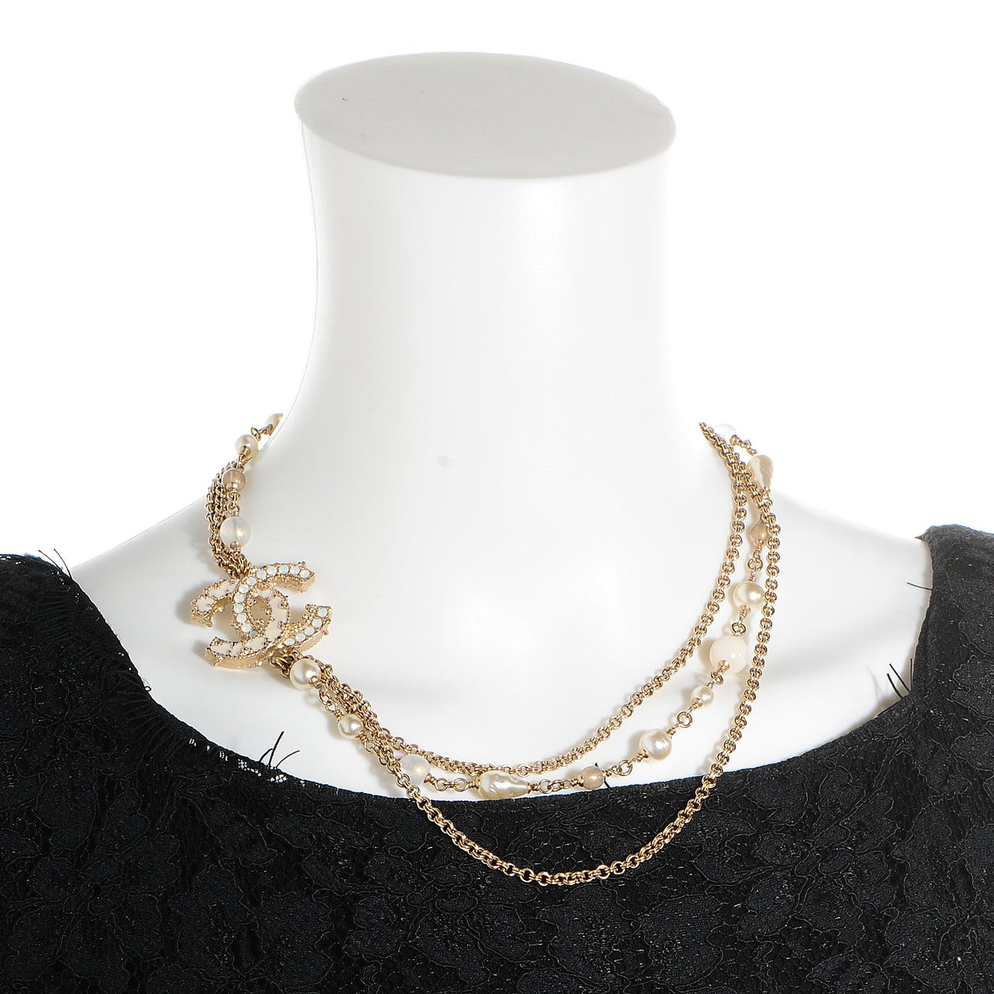 Pearl CC Short Necklace Gold