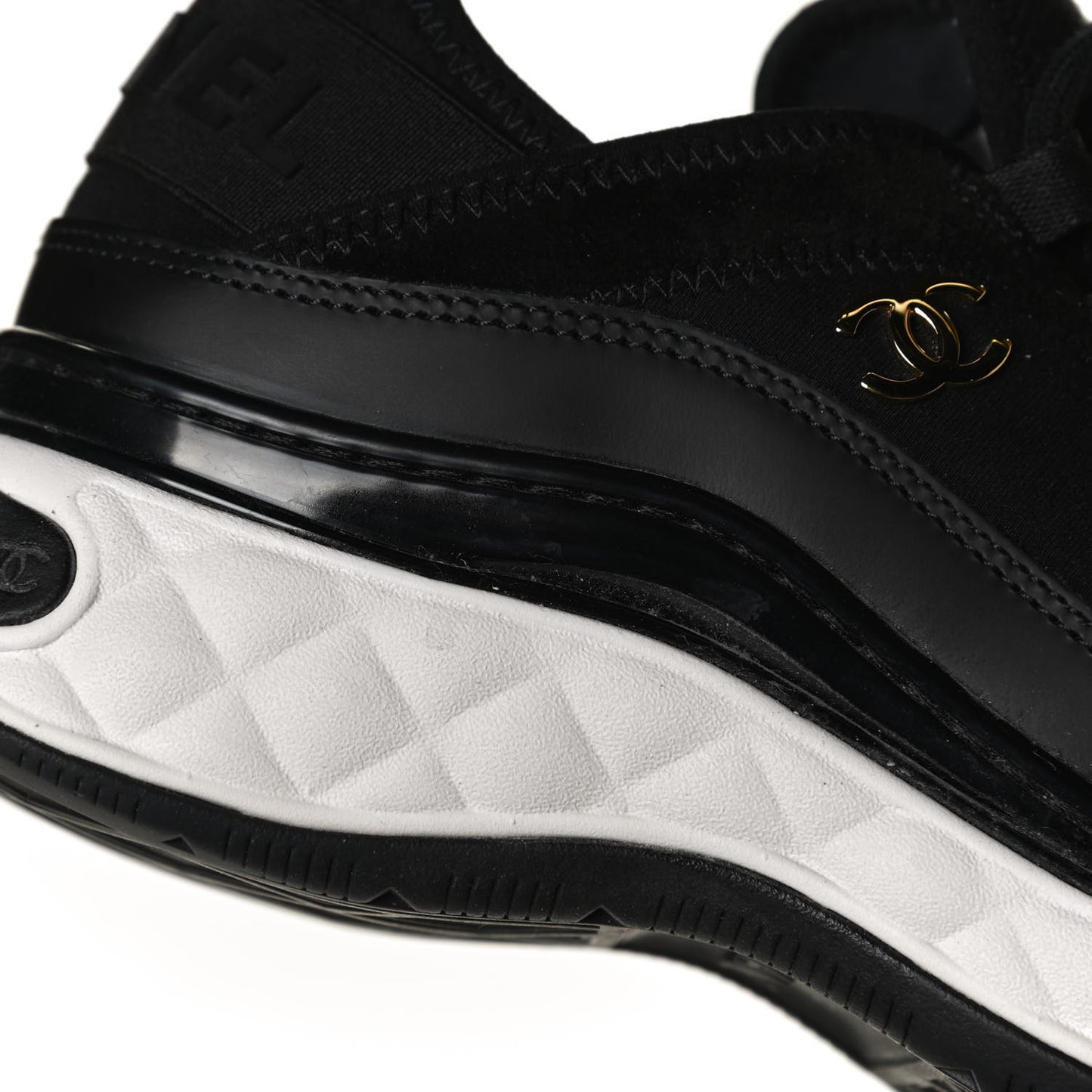 Velvet Calfskin Mixed Fibers CC Sneakers 37 Black
