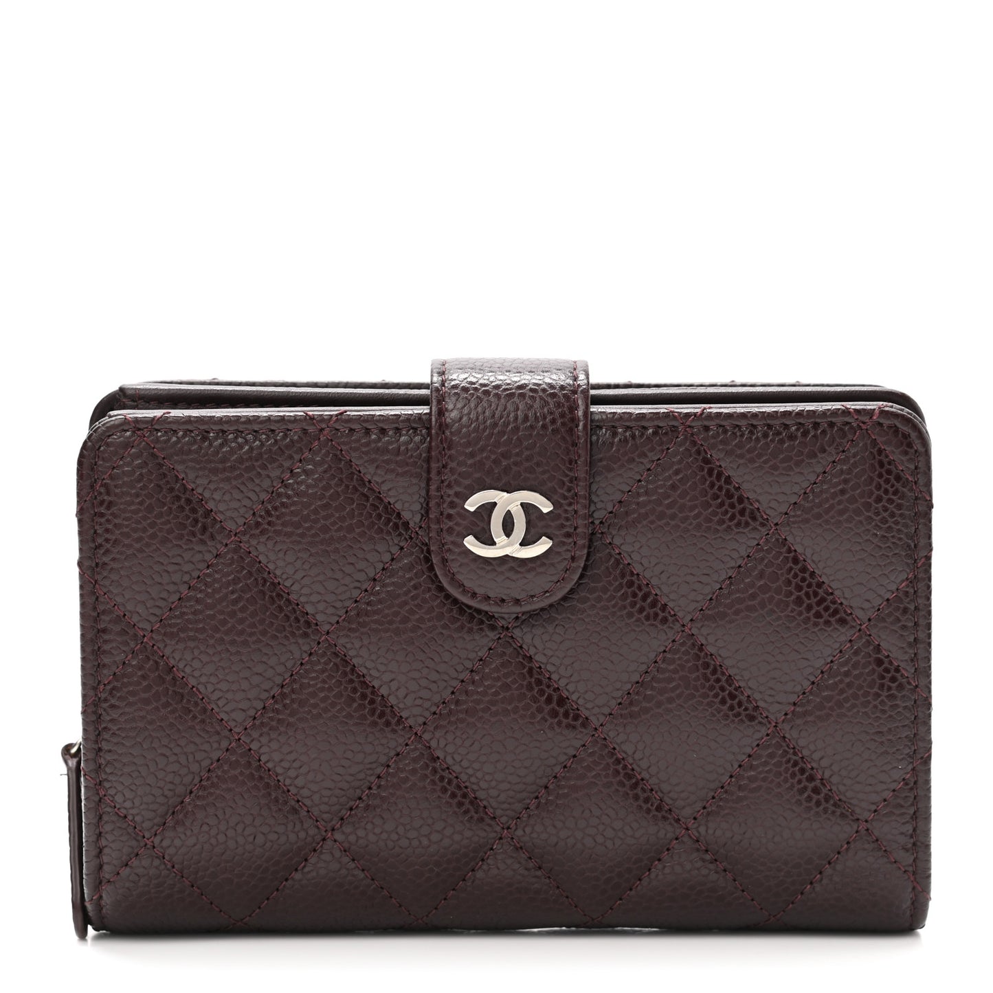 Caviar Quilted CC French Wallet Burgundy