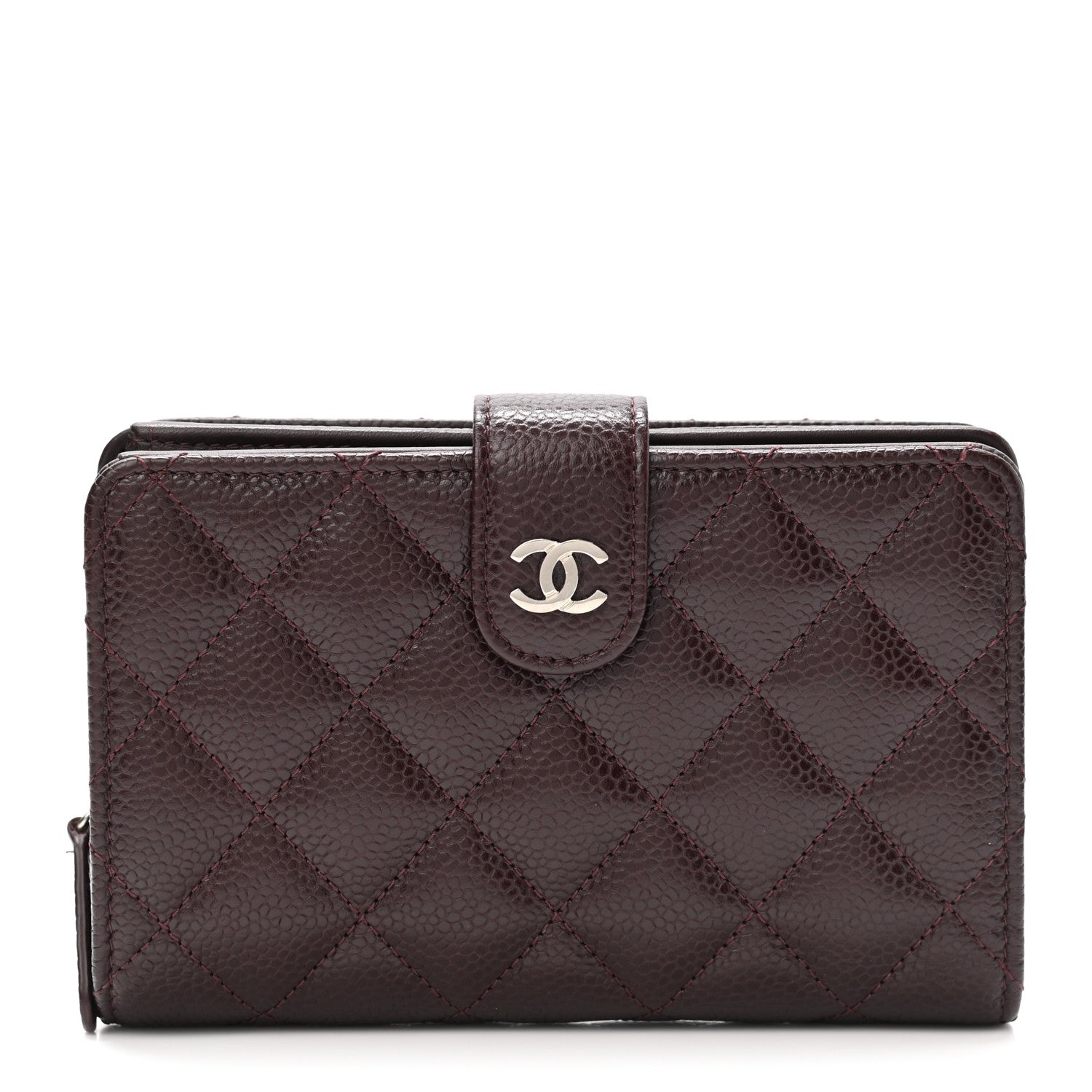 Chanel Caviar Quilted CC French Wallet Burgundy 1 of 10