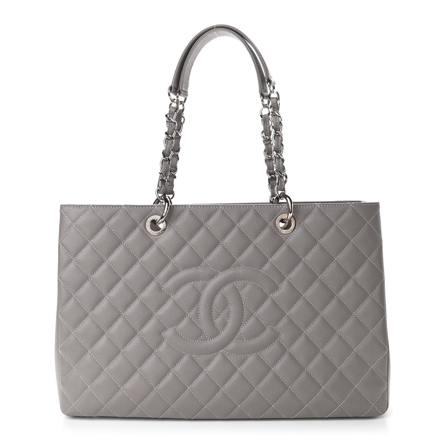 Caviar Quilted XL Grand Shopping Tote GST Light Grey