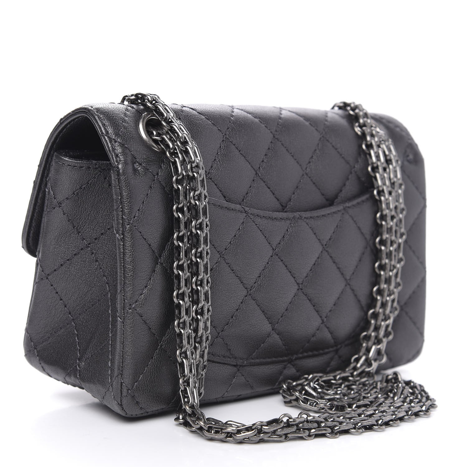 Chanel Aged Calfskin Quilted 2.55 Reissue Mini Flap Dark Silver 3 of 11