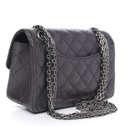 Chanel Aged Calfskin Quilted 2.55 Reissue Mini Flap Dark Silver 3 of 11