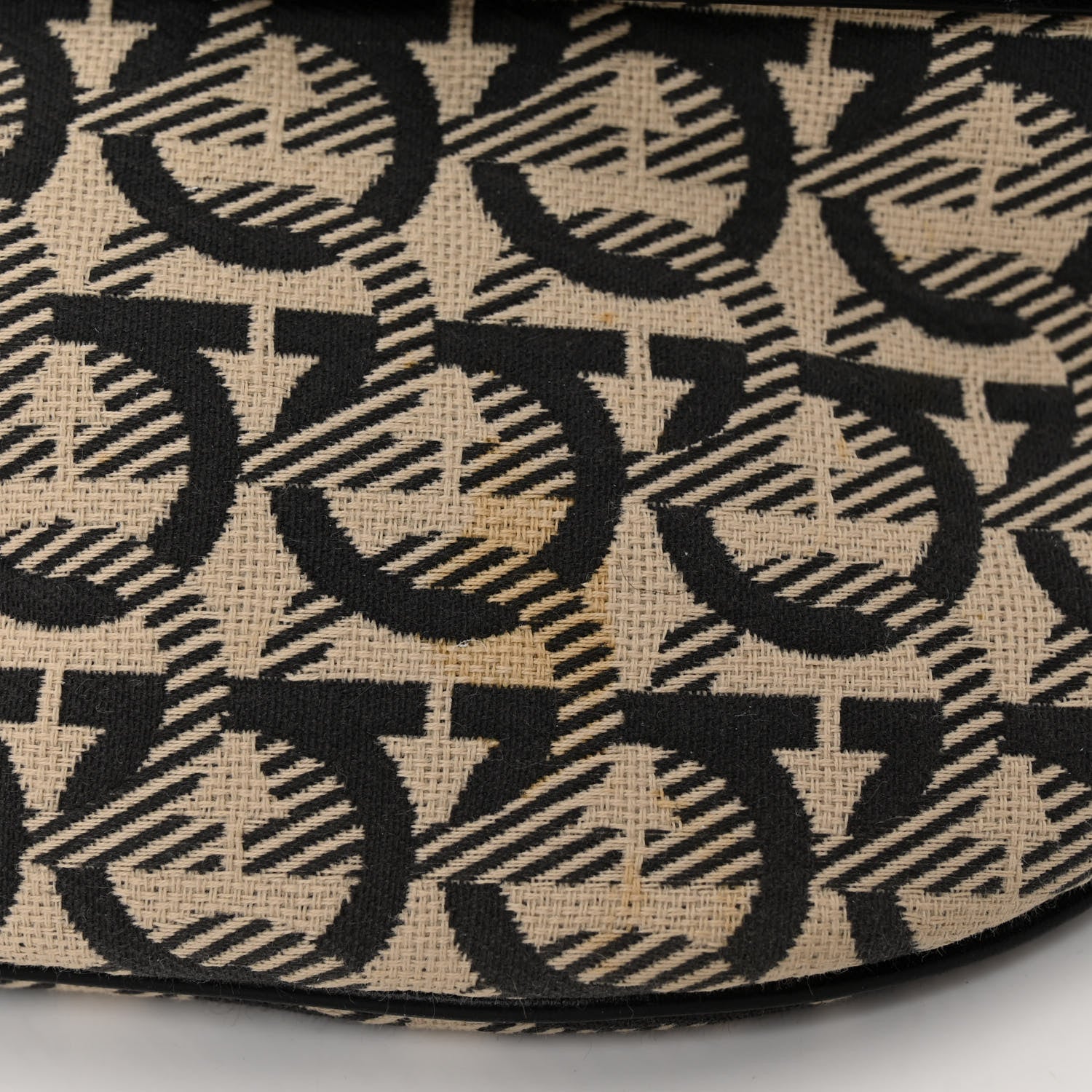Salvatore Ferragamo Gancini Monogram Calfskin Waist Bag Black Beige 9 of 9