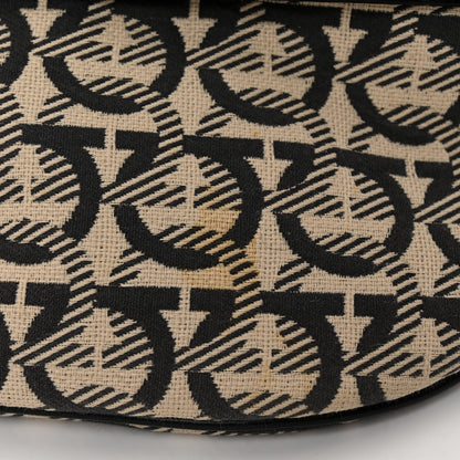 Salvatore Ferragamo Gancini Monogram Calfskin Waist Bag Black Beige 9 of 9
