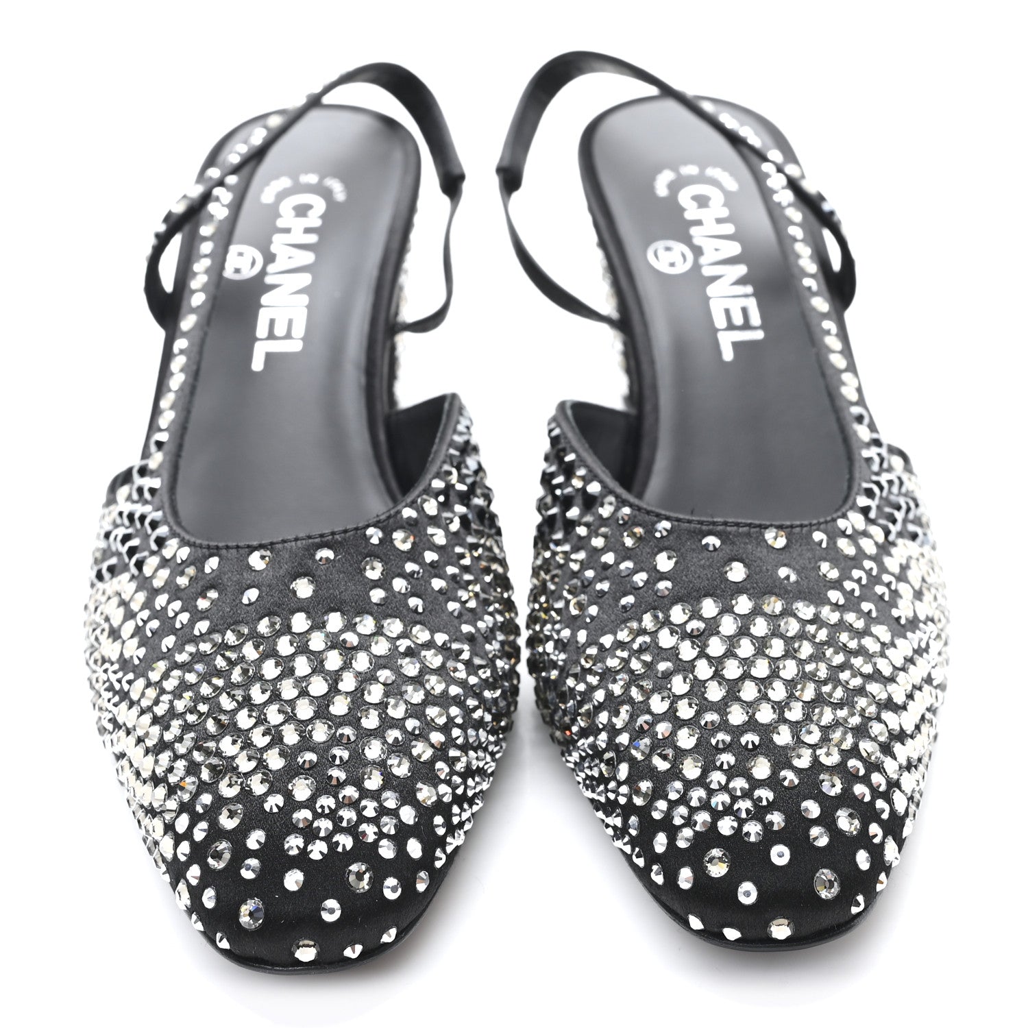 Chanel Strass Cap Toe CC Slingback Pumps 38.5 Black 3 of 10