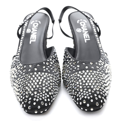 Chanel Strass Cap Toe CC Slingback Pumps 38.5 Black 3 of 10