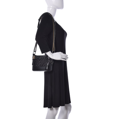 Chanel Aged Calfskin Chevron Quilted Small Gabrielle Hobo Black 2 of 9