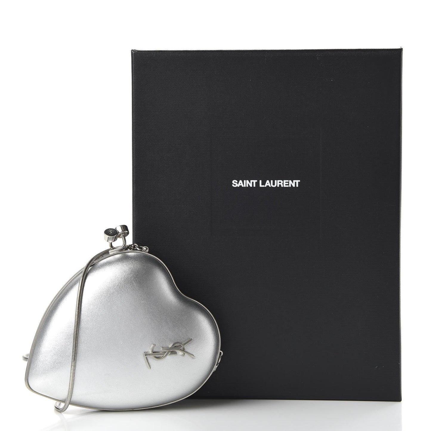 Metallic Calfskin Monogram Love Box Bag Silver