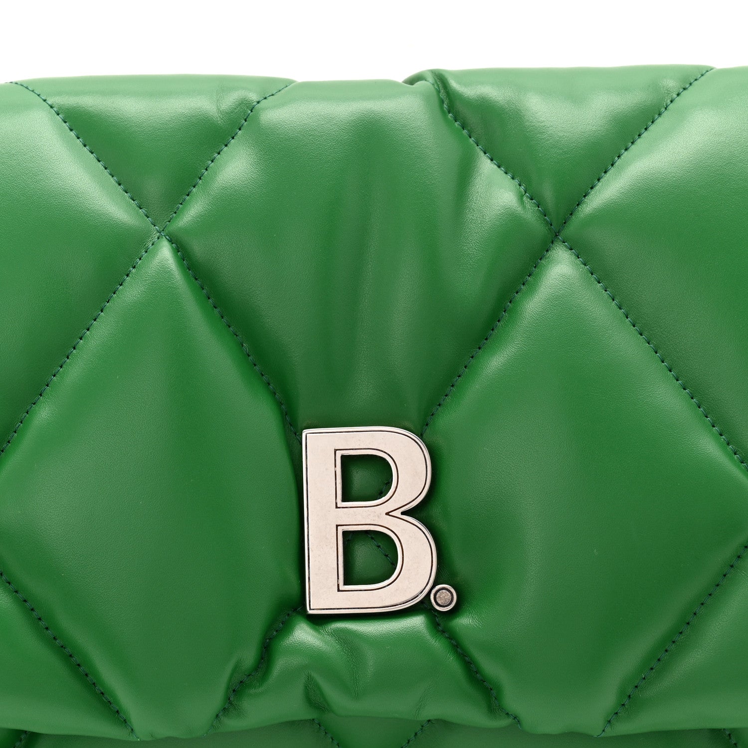 Balenciaga Nappa Calfskin Quilted Touch B Puffy Clutch Leaf Green 8 of 10