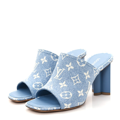 Louis Vuitton Denim Monogram Silhouette Mules 37 Blue 3 of 9