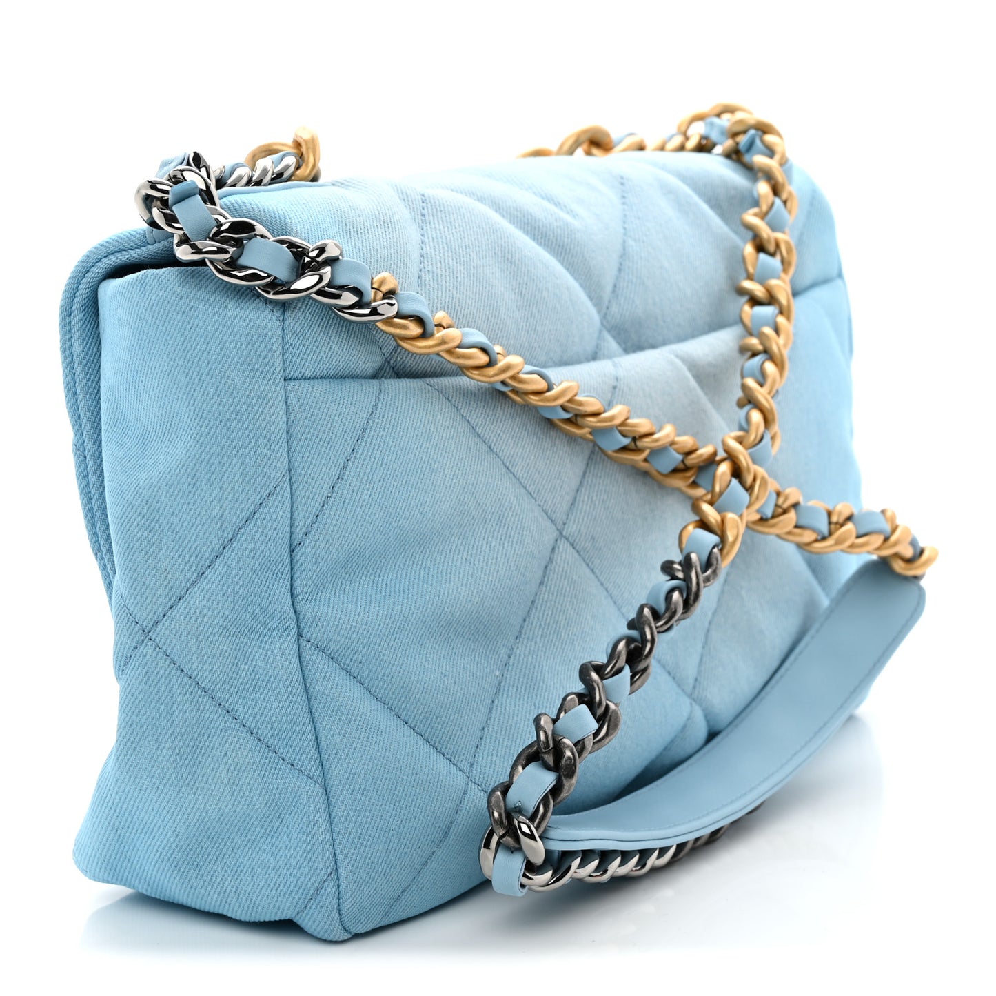 Ombre Denim Quilted Large Chanel 19 Flap Light Blue