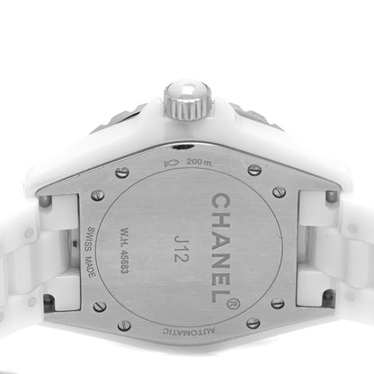 Chanel Stainless Steel Ceramic Diamond 38mm J12 Automatic Watch White 4 of 4