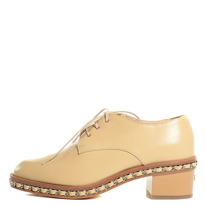 Chanel Calfskin Chain Lace Up Oxfords 38.5 Beige Clair 9 of 15
