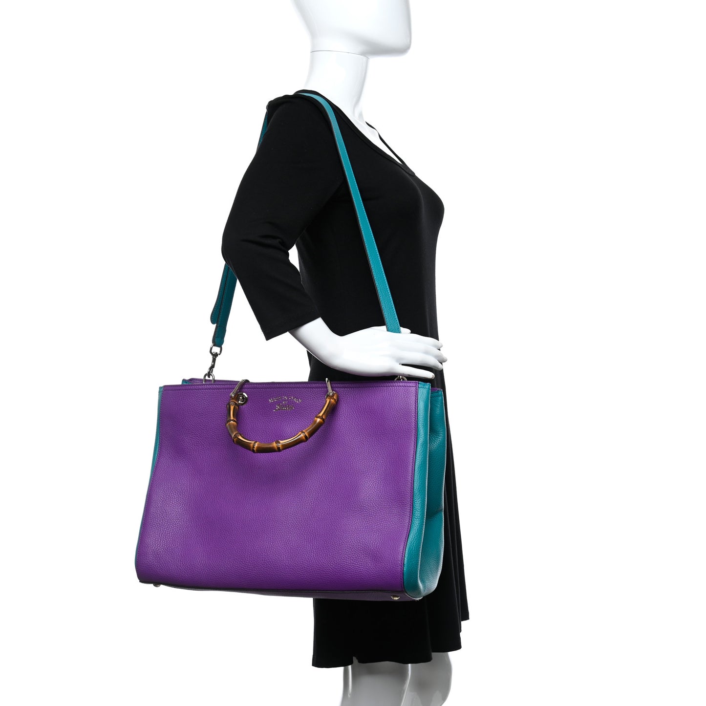 Pebbled Calfskin Large Bamboo Shopper Tote Violet Parma