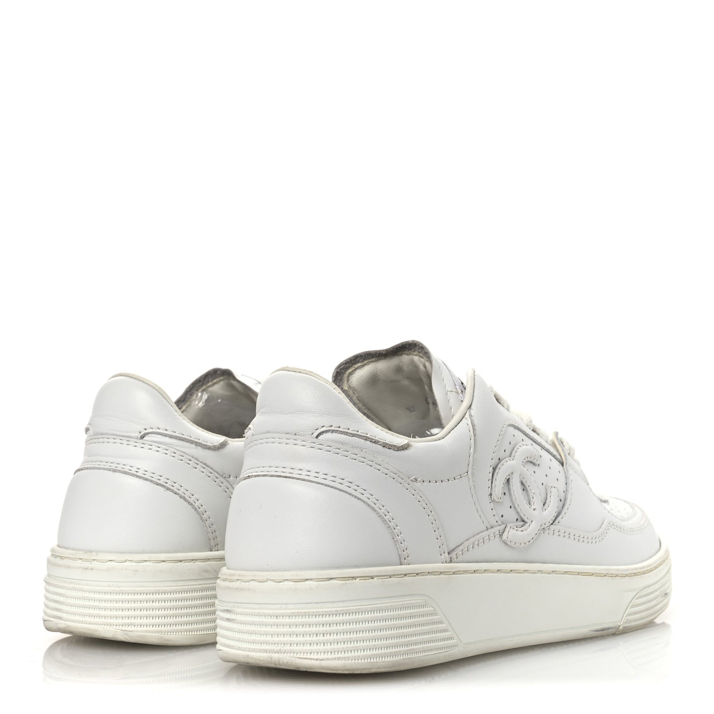Calfskin Womens CC Sneakers 36.5 White