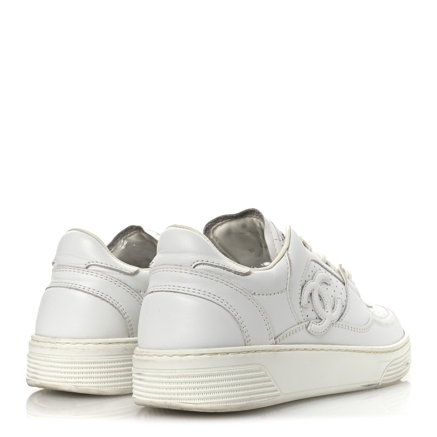 Chanel Calfskin Womens CC Sneakers 36.5 White 5 of 12