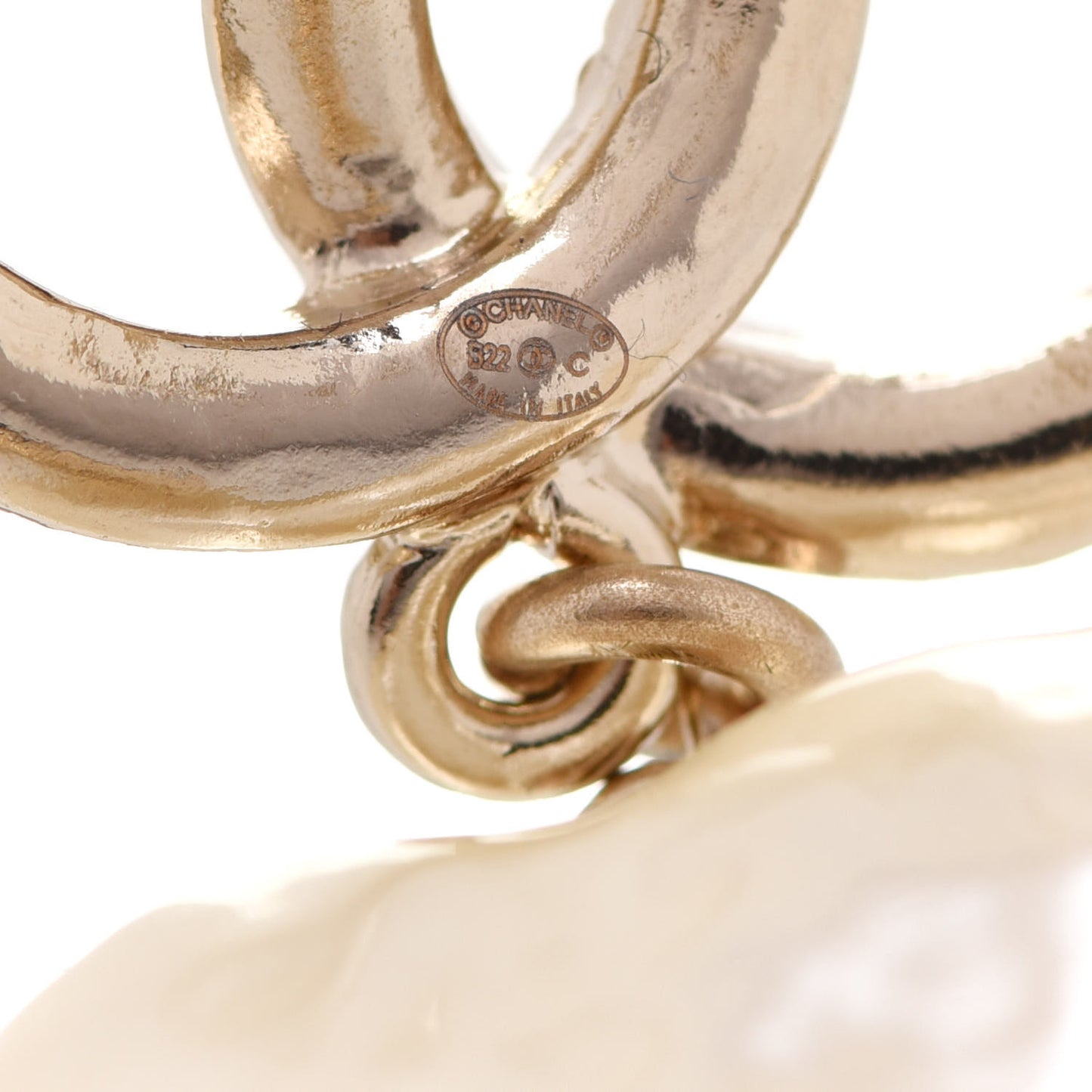Pearl CC Double Heart Drop Earrings Gold