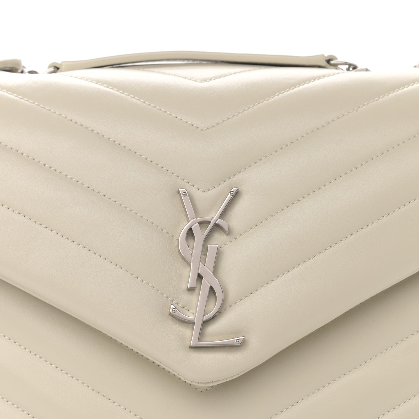 Calfskin Y Quilted Monogram Medium Loulou Chain Satchel Crema Soft