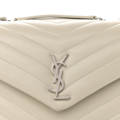 Saint Laurent Calfskin Y Quilted Monogram Medium Loulou Chain Satchel Crema Soft 9 of 11