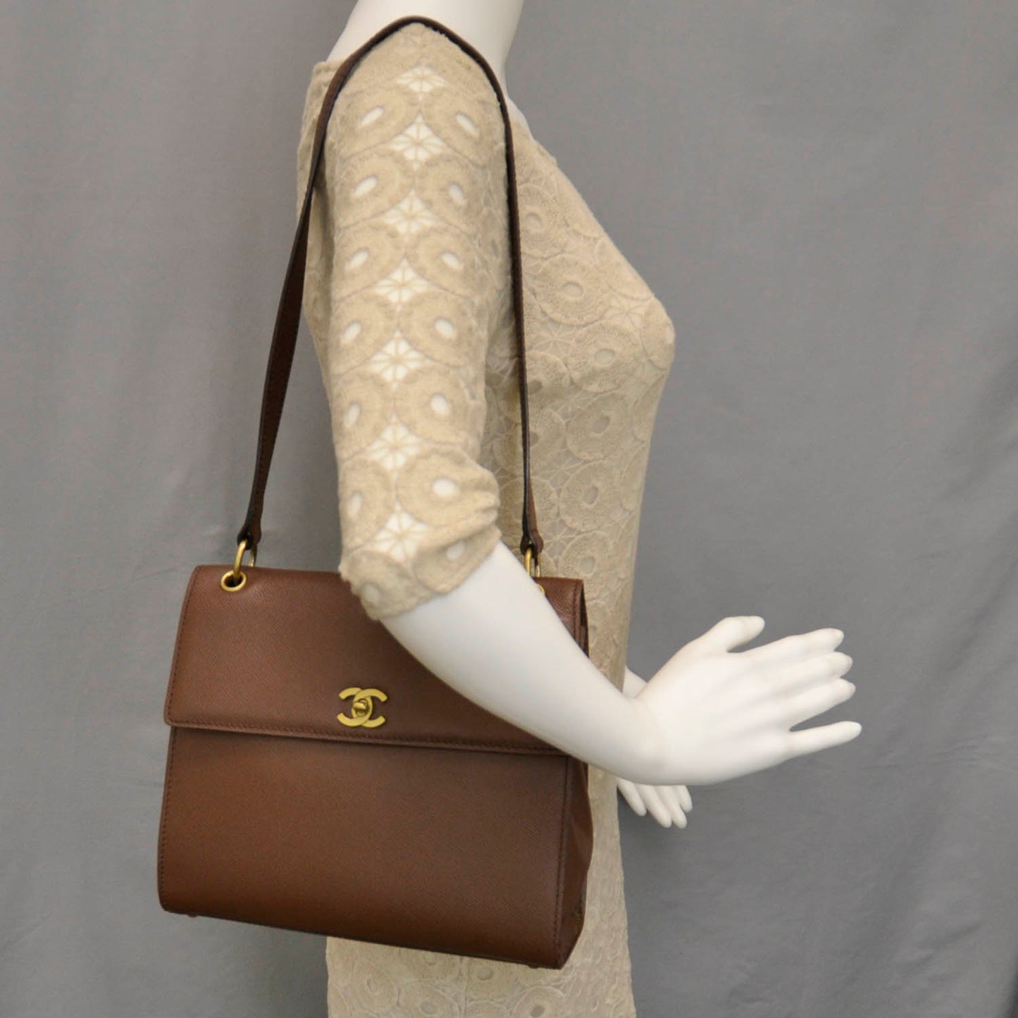 Caviar Flap Bag Brown