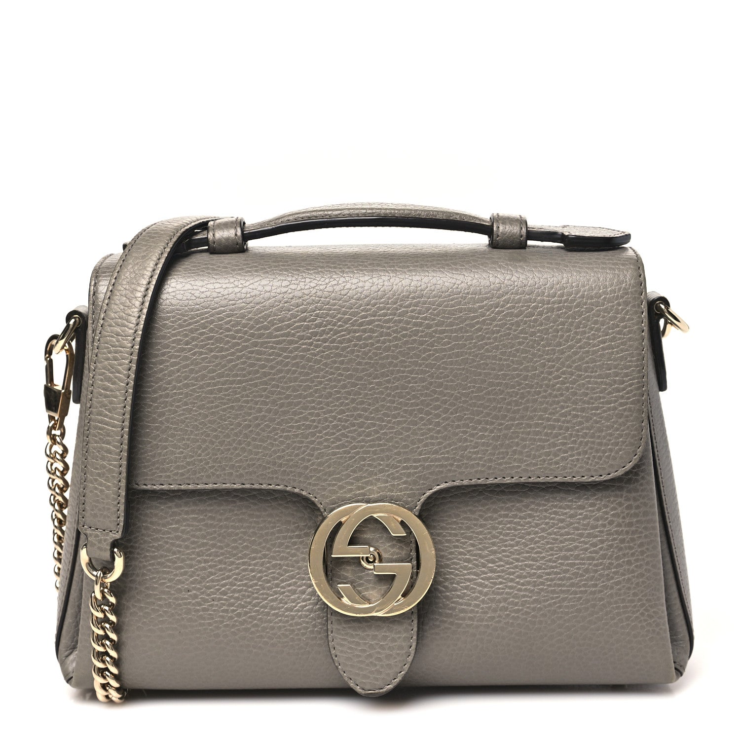 Gucci Dollar Calfskin Interlocking G Top Handle Shoulder Bag Loess 1 of 10