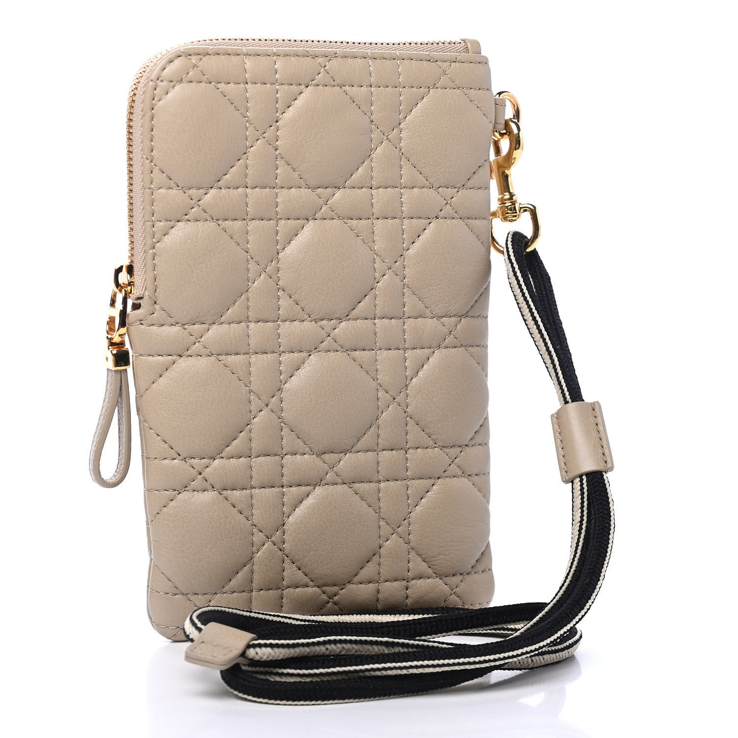 Supple Calfskin Cannage Caro Multifunctional Pouch Beige