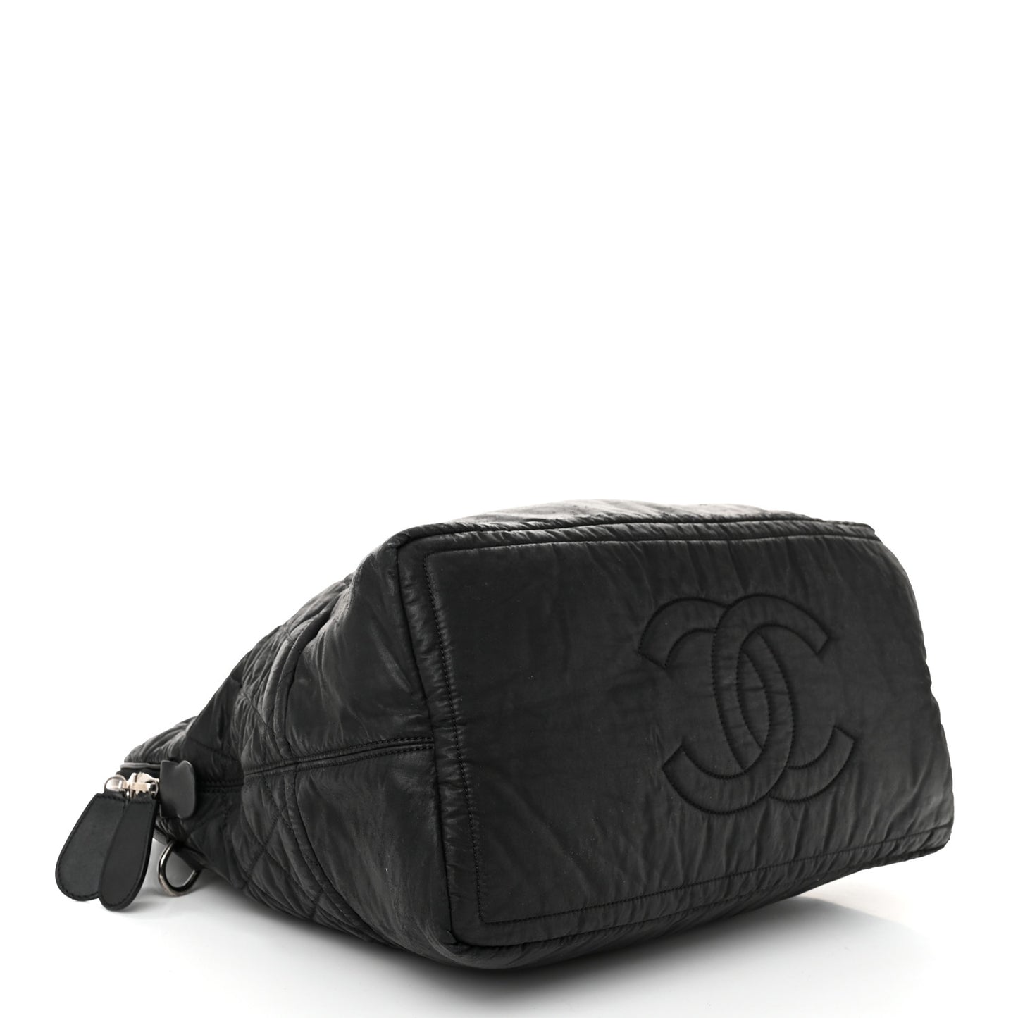 Coated Canvas Quilted Medium Garment Travel Bag Black