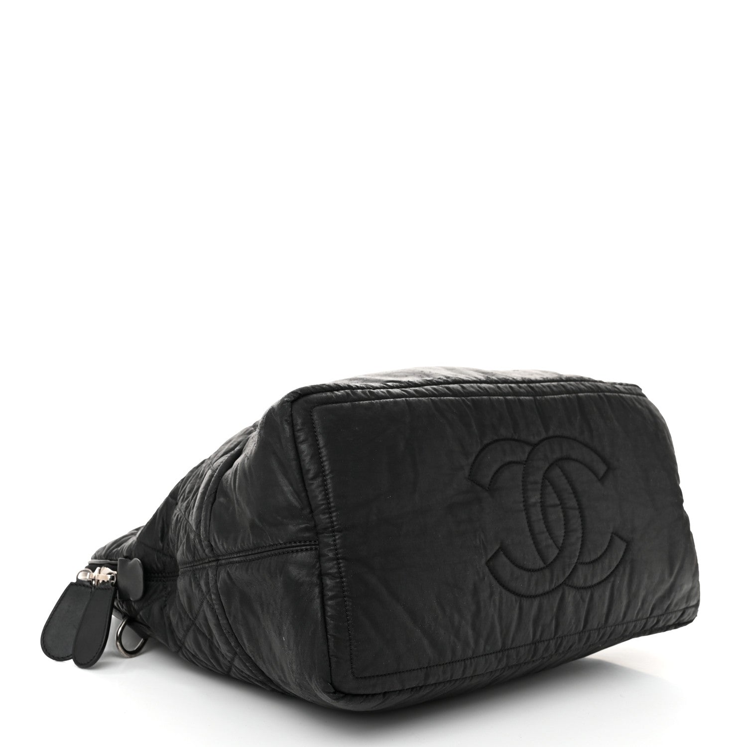 Chanel Coated Canvas Quilted Medium Garment Travel Bag Black 4 of 11