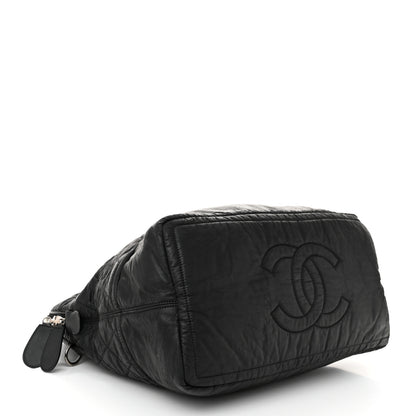 Chanel Coated Canvas Quilted Medium Garment Travel Bag Black 4 of 11