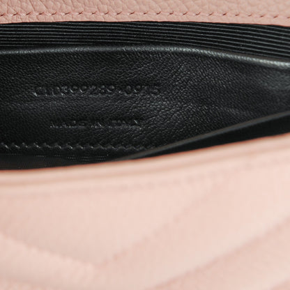 Saint Laurent Grained Calfskin Matelassé Chevron Monogram Classic Baby Chain Bag Pale Pink 7 of 7