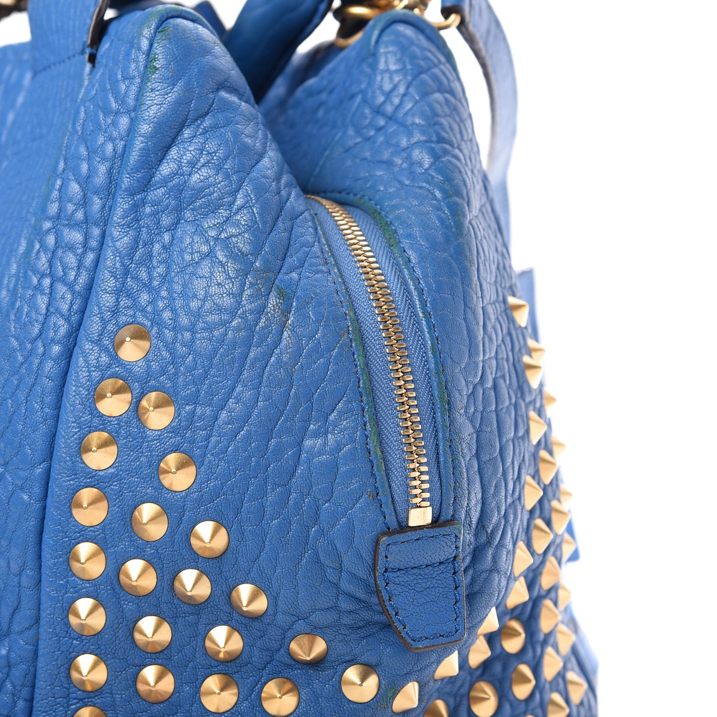 Lambskin Studded Shoulder Bag Blue