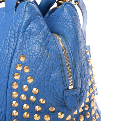 MCM Lambskin Studded Shoulder Bag Blue 12 of 14