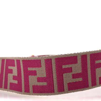 Fendi Ribbon Vitello Seta FF 1974 Pequin Reversible Adjustable Strap You Marrone Pink 4 of 5