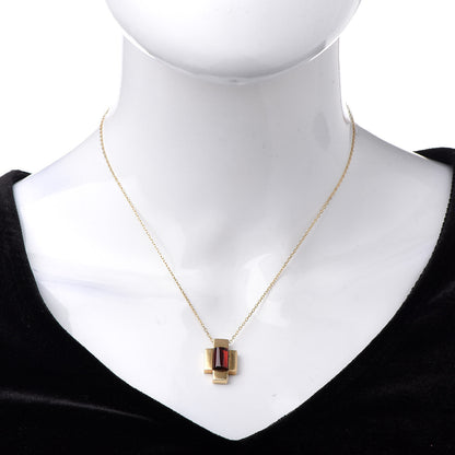 Gucci 18K Yellow Gold Garnet Crucifix Pendant Necklace 2 of 7
