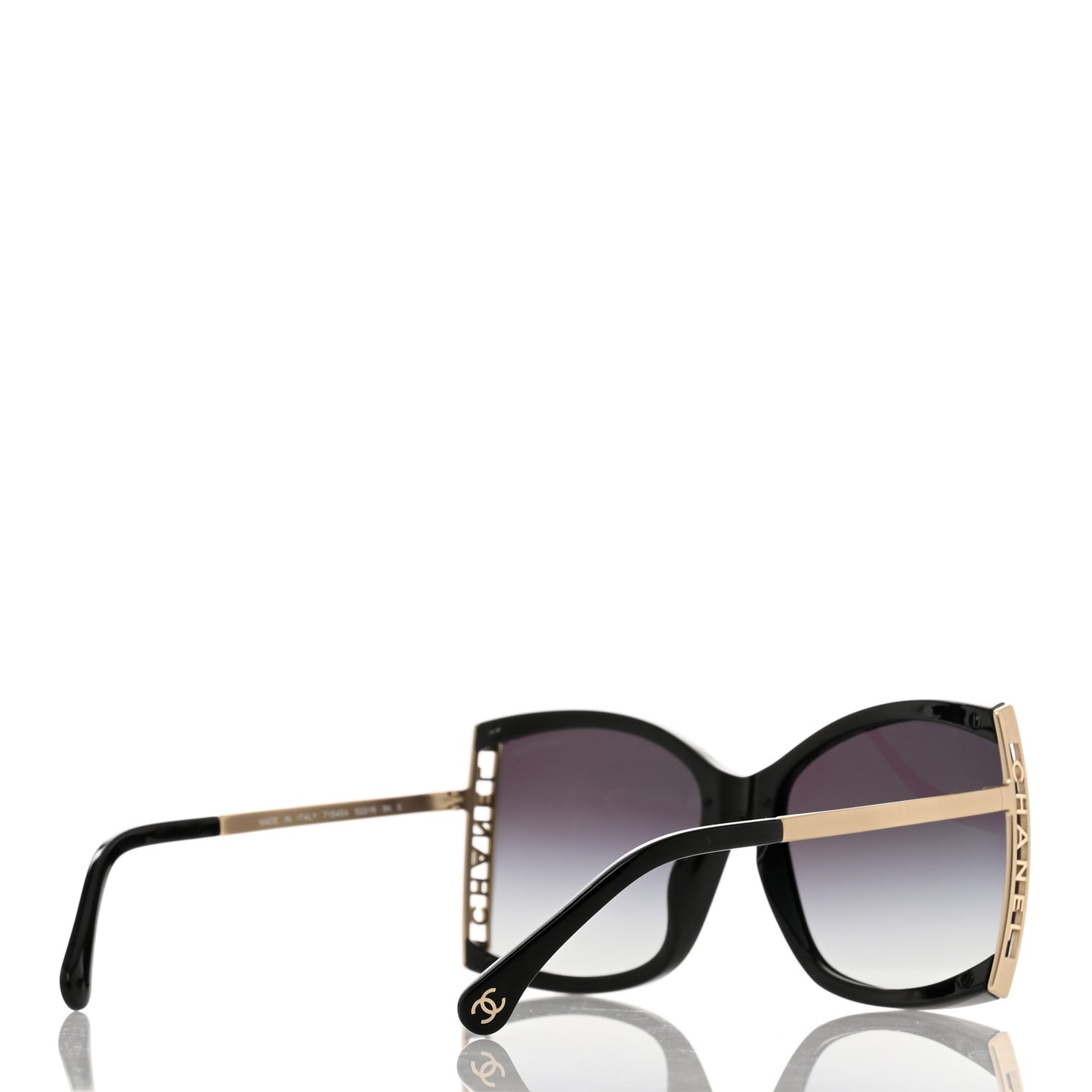 Acetate Metal Logo Square Sunglasses 71545A Black Gold