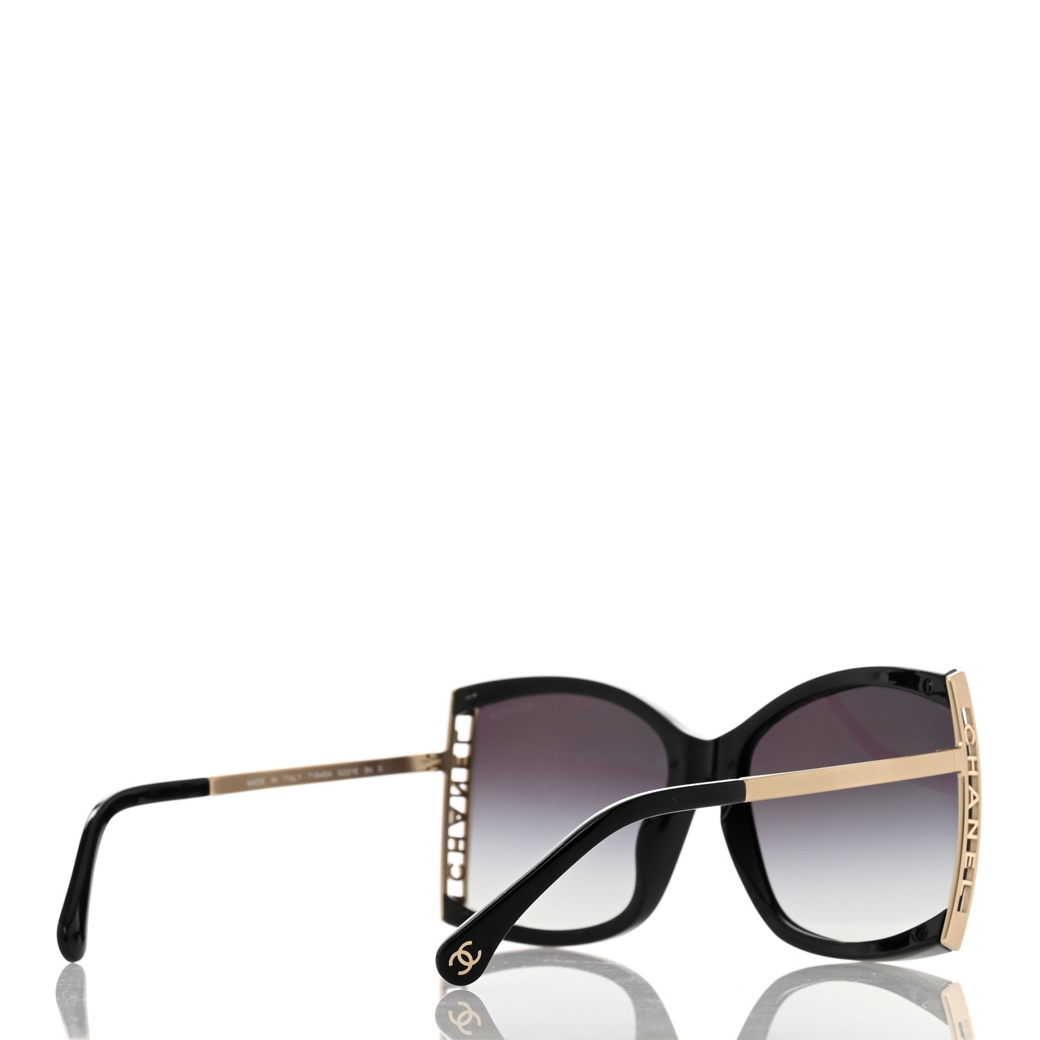 Chanel Acetate Metal Logo Square Sunglasses 71545A Black Gold 4 of 7