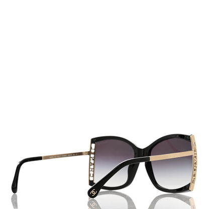 Chanel Acetate Metal Logo Square Sunglasses 71545A Black Gold 4 of 7
