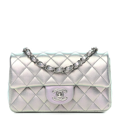 Chanel Iridescent Calfskin Quilted Mini Rectangular Flap Light Purple 1 of 10