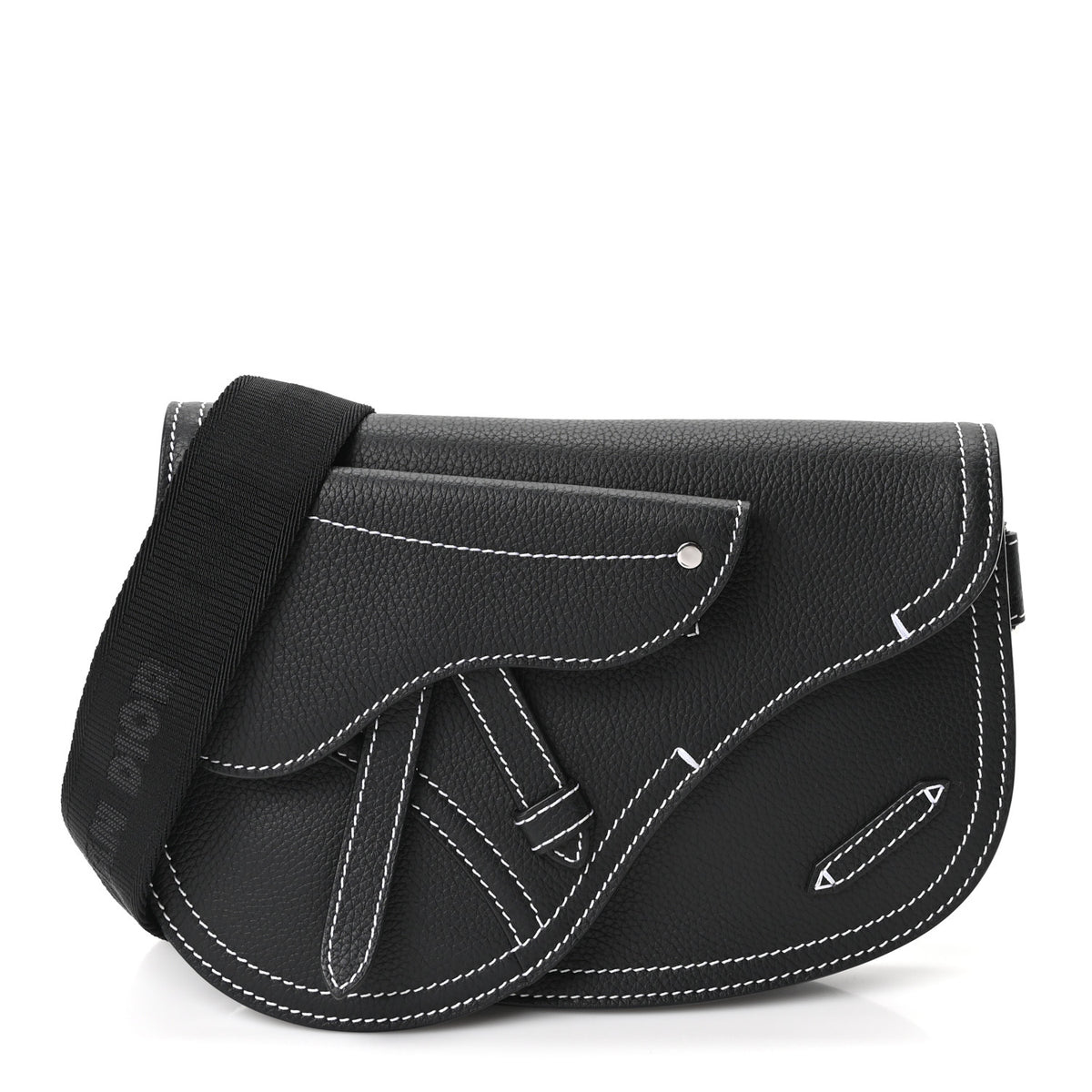 Christian Dior X KAWS Grained Calfskin Saddle Pouch Black 1 of 9