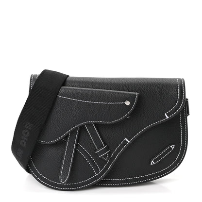 Christian Dior X KAWS Grained Calfskin Saddle Pouch Black 1 of 9