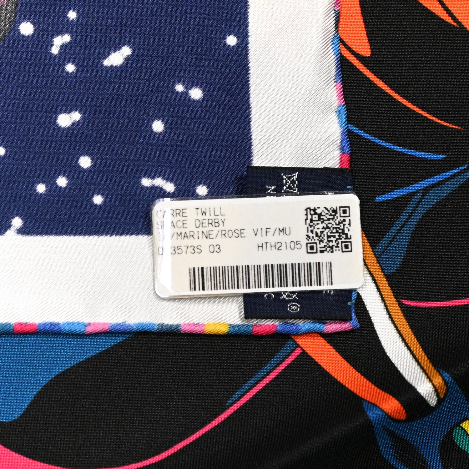 Hermes Silk Space Derby Scarf 90 Marine Rose Vif Multicolor 7 of 7